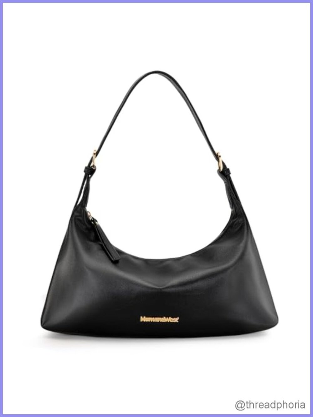 Medium Crescent Hobo Bag Vegan Leather Shoulder Purse Adjustable Strap Women